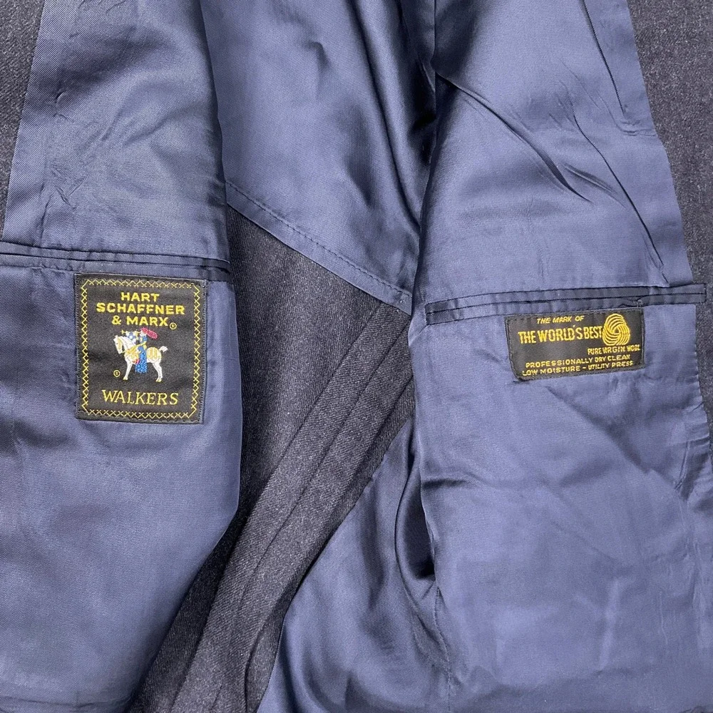 Hart Schaffner Marx Walkers Suit Mens 43R Charcoal‎ Gray 2-Piece Virgin Wool